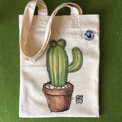 Cactus Eco Tote Bag Bolsas De Tela Hechas A Mano Bolsas De Tela