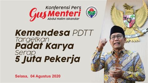 Kemendesa Pdtt Targetkan Padat Karya Serap Juta Pekerja Konferensi