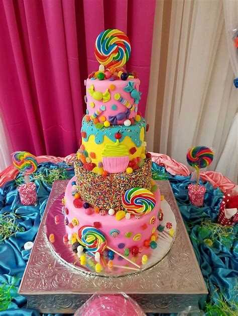 Candy Theme Birthday Party With A Colorful Cake