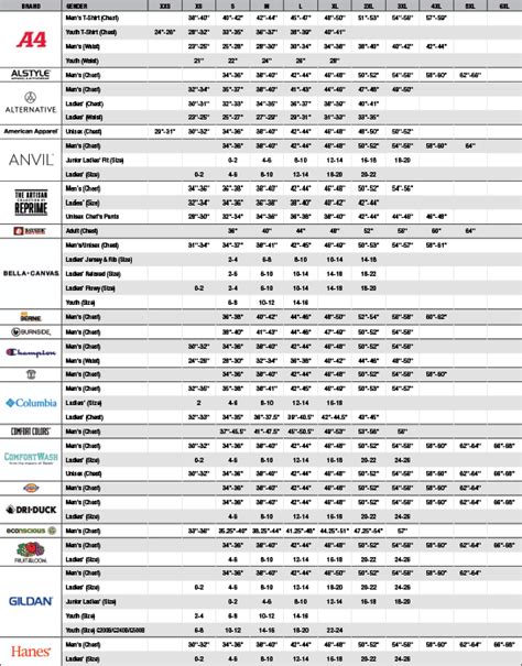 Size Chart - Custom One Express