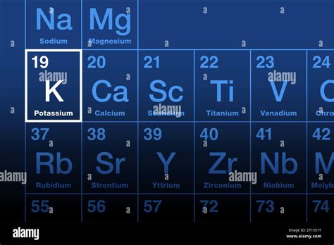 Potassium Element On The Periodic Table Alkali Metal With Element Symbol K From Kalium And