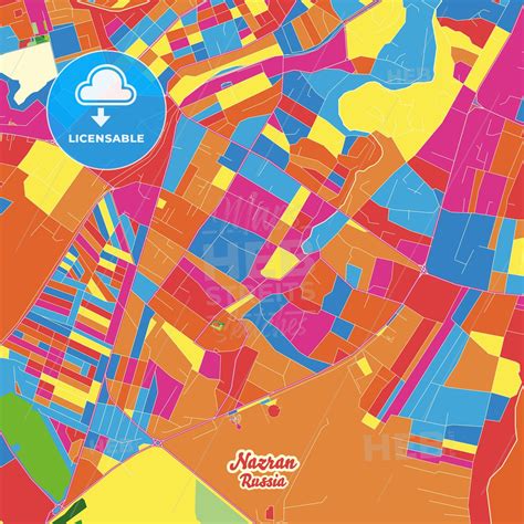 nazran republic  ingushetia russia crazy colorful street map poster template hebstreits