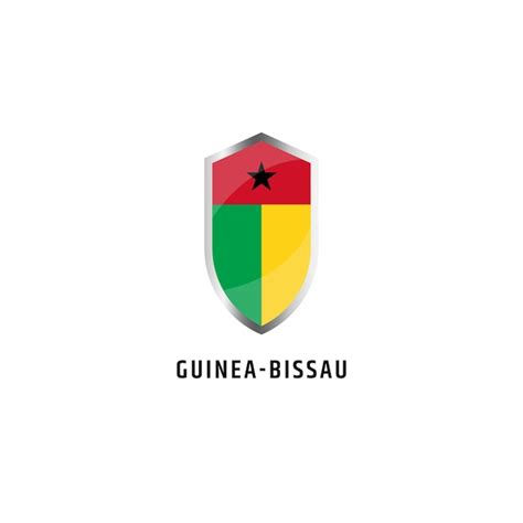 Premium Vector Flag Of Guinea Bissau With Shield Shape Icon Flat