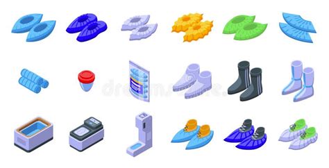 Shoe Covers Icons Set Isometric Vector Footwear Protection Stock