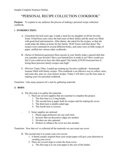 Demonstration Speech Sample Outline