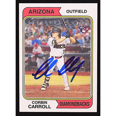 Corbin Carroll Signed 2023 Topps Heritage 209 RC PSA Pristine Auction