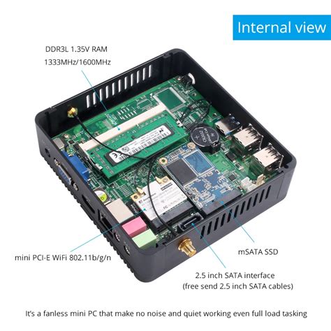 Xcy Fanless Mini Pc Computer Intel Celeron N N Ghz Windows