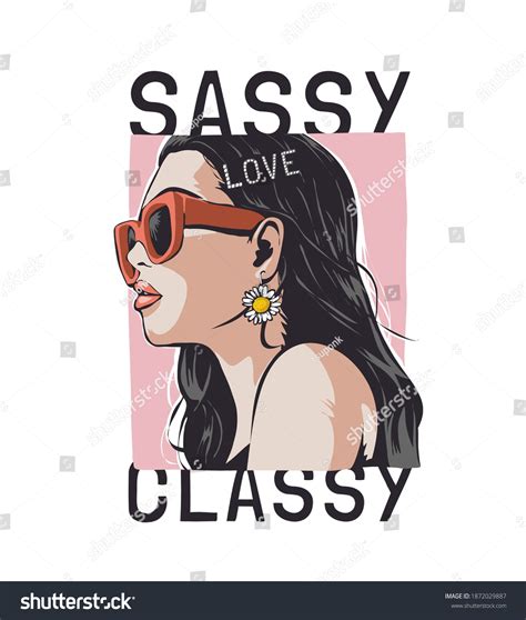 Sassy Classy Slogan Cartoon Girl Sunglasses Stock Vector Royalty Free