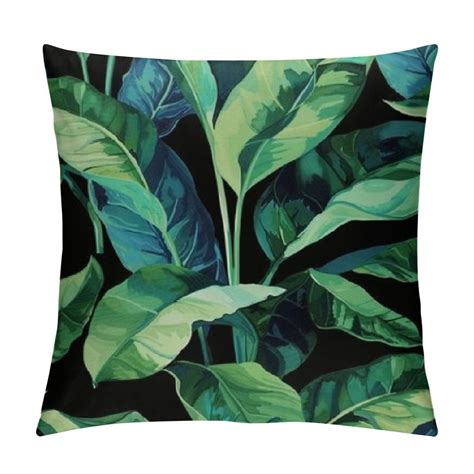 Gosmith Tropical Green Leaves Pillow Covers Palm Leaf Decorative Pillow