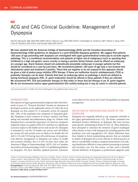 PDF ACG And CAG Clinical Guideline Management Of Dyspepsia