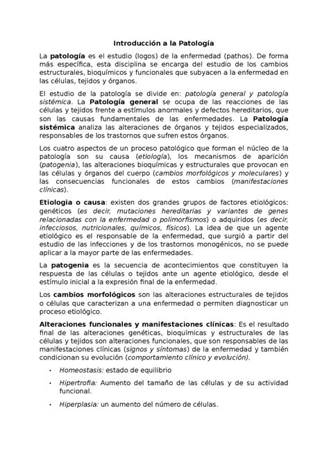 Introduccion A La Patologia Apuntes De Patolog A Docsity