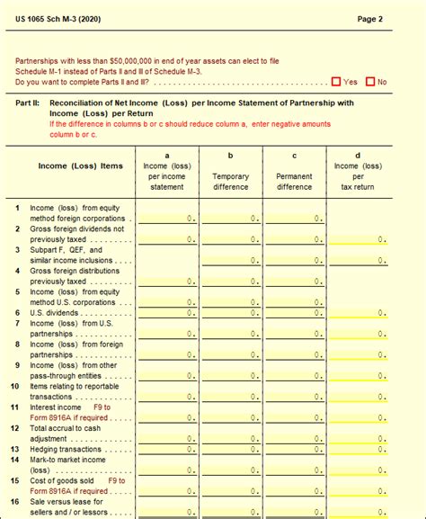 Schedule M 3 1065 Net Income Loss Reconciliation For Partnerships