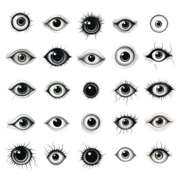 Set Of Spooky Eyes Vector Illustration Halloween Scary Eyeball Collection Isolated On White ...