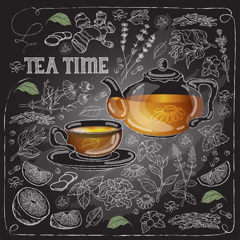 Tea Time Vector Illustration Fruit Vector Punch Bowl Tea Time Vector