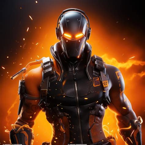 Premium AI Image | Conquer the Battle An Epic Fortnite Wallpaper Immersed in Orange and Black