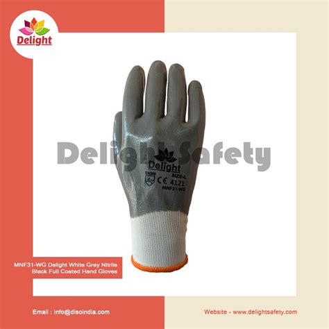 Delight MNF31 WG White Grey Nitrile Full Coated Hand Gloves At Rs 45