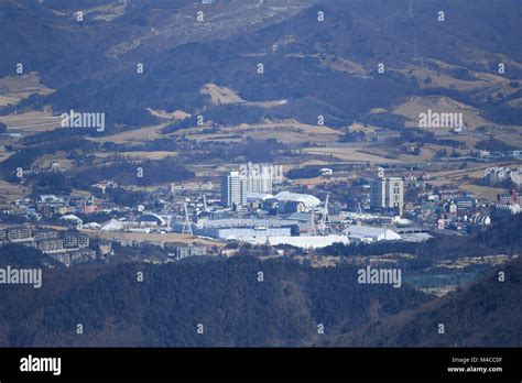 A general view of PyeongChang Olympic Stadium from Yongpyong (Dragon Valley) Ski Resort in ...