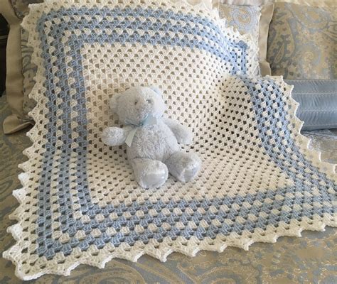 New Crochet Blue and White Baby Boy Blanket - Etsy