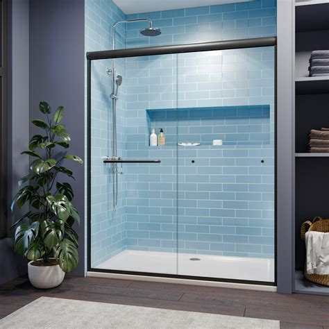 Sunny Shower Double Sliding Shower Doors With 1 4 In Clear Glass 58 5