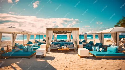 Premium Photo | An alluring image of a luxurious beach club featuring ...