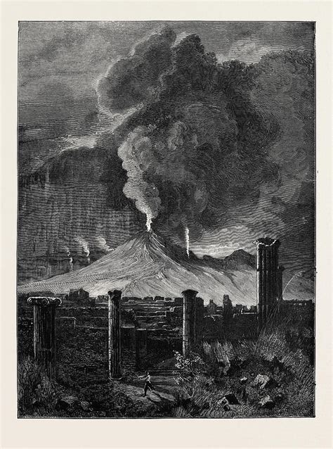 The Eruption Of Mount Vesuvius View From Pompeii Drawing by English ...