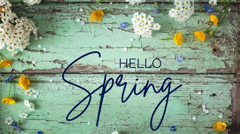 Download Hello Spring Floral Wooden Backdrop Wallpaper