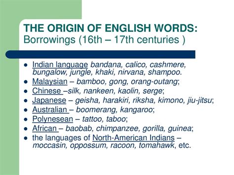 Etymology Of English Words Native And Borrowed Words In English