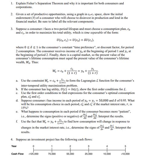 Solved Explain Fisher S Separation Theorem An Solutioninn