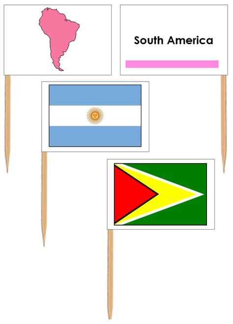 South American Flags Pin Flags Montessori Print Shop Worksheets