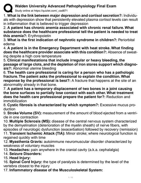 Solution Final Exam Nurs Nurs Latest Advanced