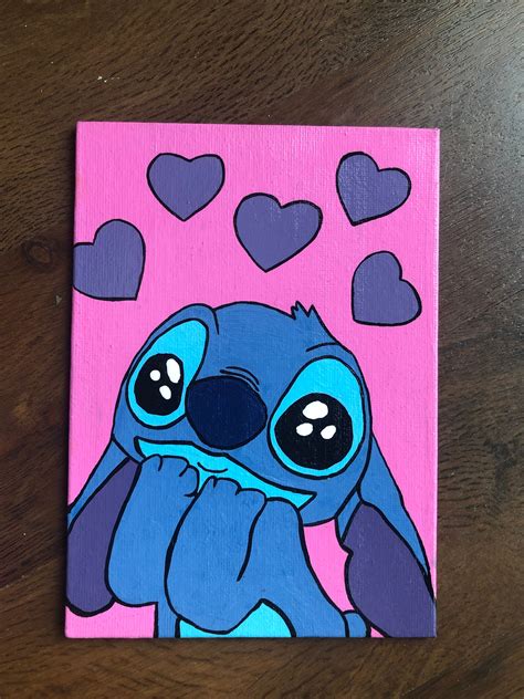 Stitch 8x10 Acrylic Painting On Canvas Disney Lilo And Stitch Fan