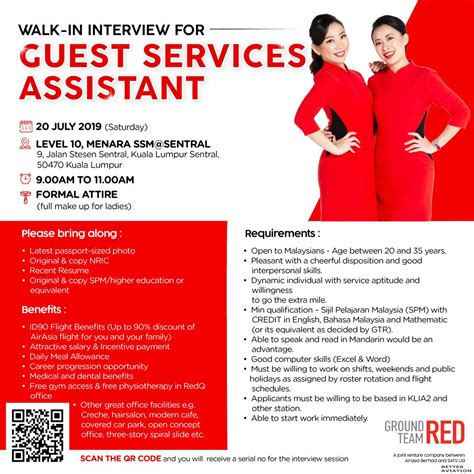 AirAsia Guest Services Assistant Walk In Interview Kuala Lumpur July