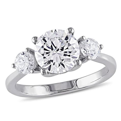 Miabella Women S 4 1 3 Carat T G W White Cubic Zirconia Sterling Silver 3 Stone Engagement Ring