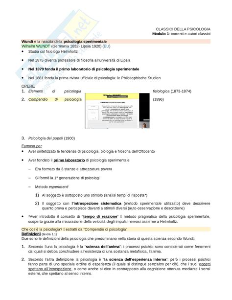 Correnti E Autori Classici Appunti Di Psicologia