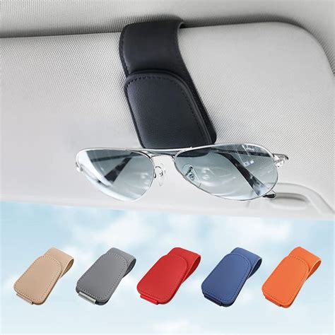 Sunglass Holder For Car Visor Sunglasses Clip Magnetic Leather Glasses