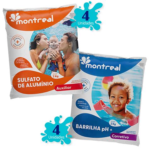 Kit Montreal 4 Barrilha Elevador de Ph 2kg 4 Sulfato de Alumínio 2kg