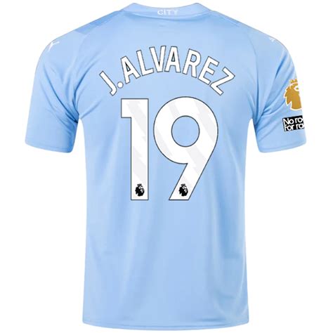 Puma Manchester City Julian Alvarez Home Jersey w/ EPL + No Room For R ...