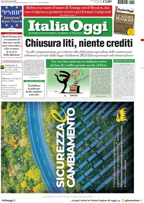 Prime Pagine Giornali Economici 10 Gennaio Nuova Tim La Borsa Ci