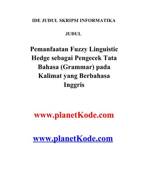 Contoh Judul Skripsi Bahasa Inggris Tentang Grammar