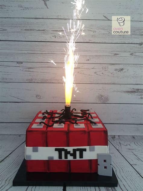 Minecraft Tnt Block Cake With Candle Sparklers By Oven Couture Https