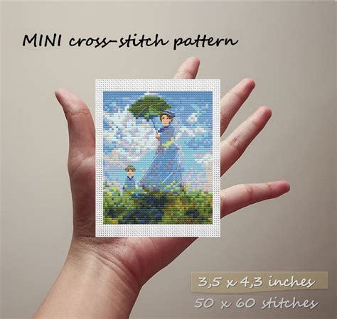 Mini Cross Stitch Pattern Monet Woman With Parasol Claude Monet Famous