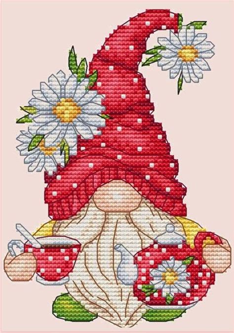 Tea Gnome Counted Cross Stitch Pattern Etsy In Cross Stitch