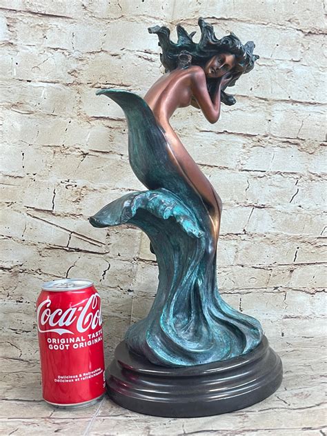 Trinx Water Goddess Mermaid Nude Female Aquatic Figure Bronze Statue