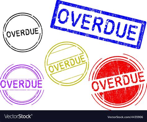 5 Grunge Stamps Overdue Royalty Free Vector Image