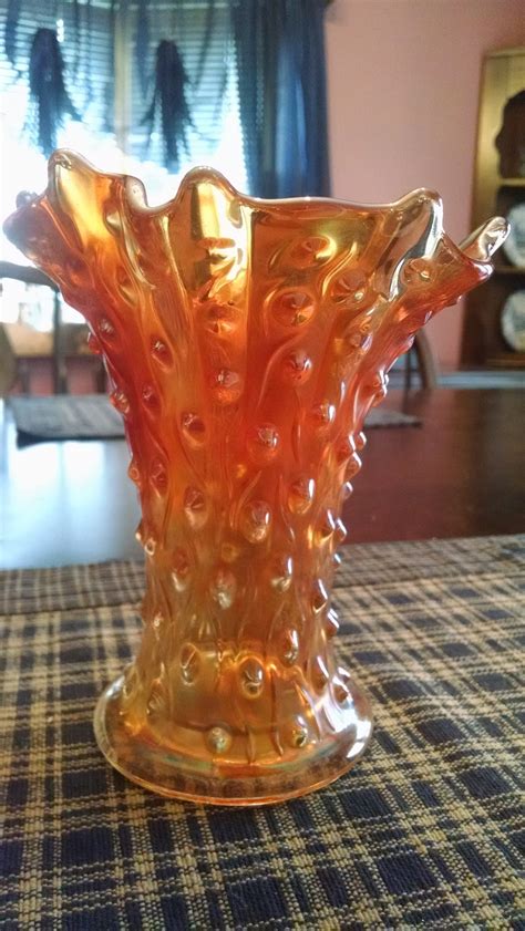 Carnival Glass Northwood Marigold Tree Trunk Vase Etsy Nederland