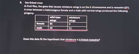 Solved B Sex Linked Cross In Fruit Flies The Gene That