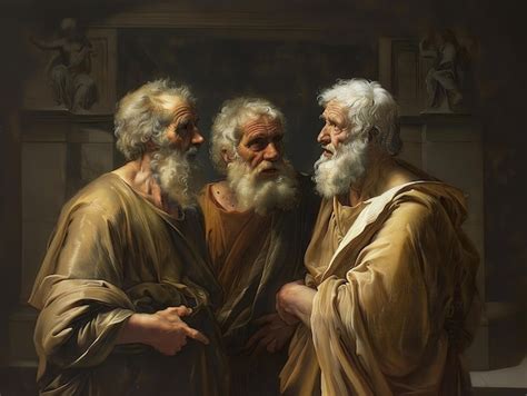 Premium Photo | Three men are talking in a painting that says men