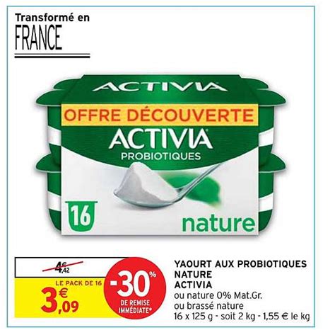 Promo Yaourt Aux Probiotiques Nature Activia chez Intermarché