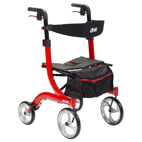 Drive Medical Nitro Euro Style Rollator Rolling Walker Red Rtl10266 The Home Depot