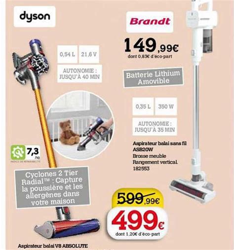 Promo Aspirateur Balai V Absolute Dyson Aspirateur Balai Sans Fil